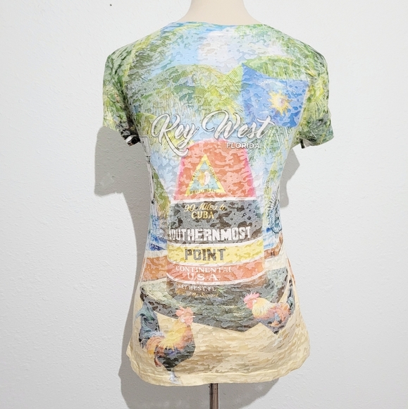 KEY WEST Florida Women's Burnout T-shirt 100% Cotton Made In USA Size Large - Picture 3 of 7